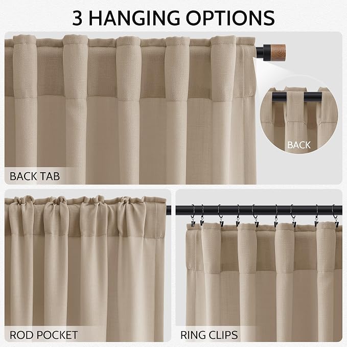 Sepia Beige Linen Curtains 90 Inches Long - Image 2