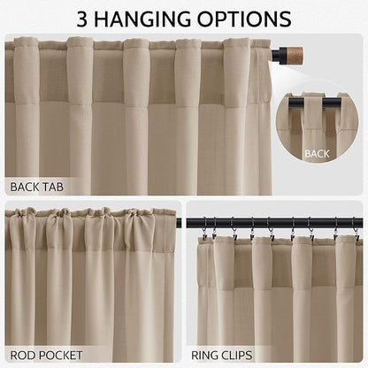Sepia Beige Linen Curtains 120 Inches Long - Image 2
