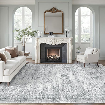 Soalmost 10x12 Area Rugs for Living Room Washable Rug Non-Slip Grey | Large by Soalmost