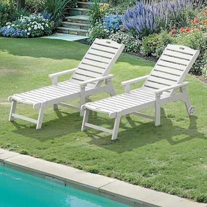 LUE BONA Lounge Chair Outdoor Set of 2, HDPS Chaise Lounge Outdoor by LUEBONA