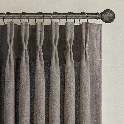 Memory Trained Pinch Pleated Flax Linen 102 Inch Extra Long Curtains - Image 2