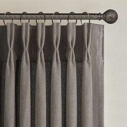 Pleated Chocolate Tart Natural Linen Curtains 96 Inches Long - Image 2