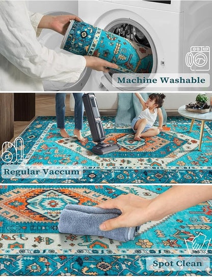 SERISSA 2'6"x10' Washable Non Slip Boho Runner Rug - Image 3
