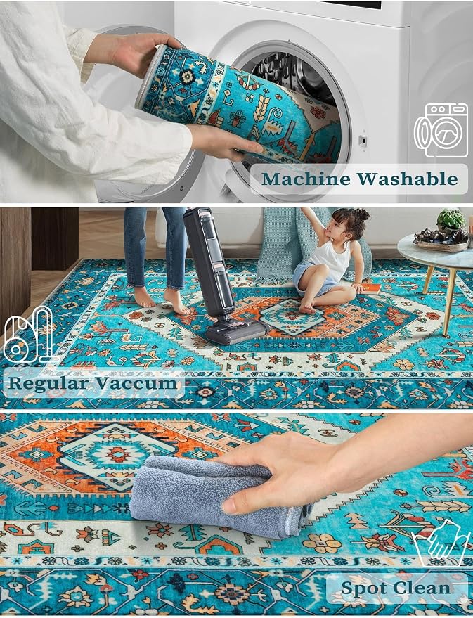 SERISSA 2'6"x14' Washable Non Slip Boho Runner Rug - Image 3