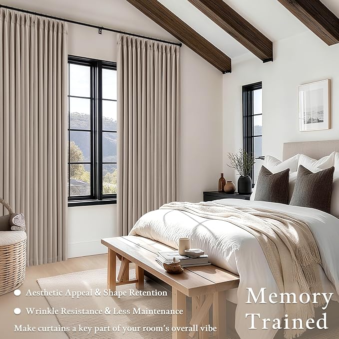 Burlywood Birch 100% Blackout Linen 126 Inch Curtains 2 Panel Set | Linen Pinch - Image 3