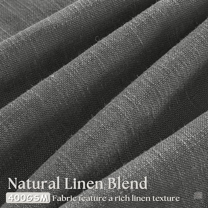 Dark Gray Linen Pinch Pleated Light Filter Curtains 102 Inches Long 2 Panels - Image 3