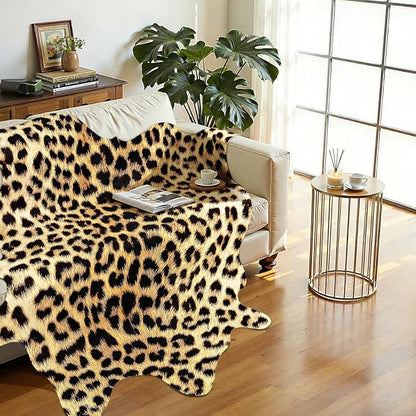 Western Faux Leopard Rug, Large Animal Print Cheetah Rug, 7 x 6.2 Ft | Premium - Image 4