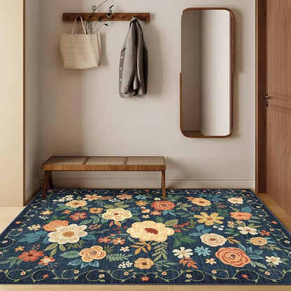 DUKINO 4x6 Area Rug, Floral Washable Office Chair Rug Non Slip, Stain Resistant - Image 8