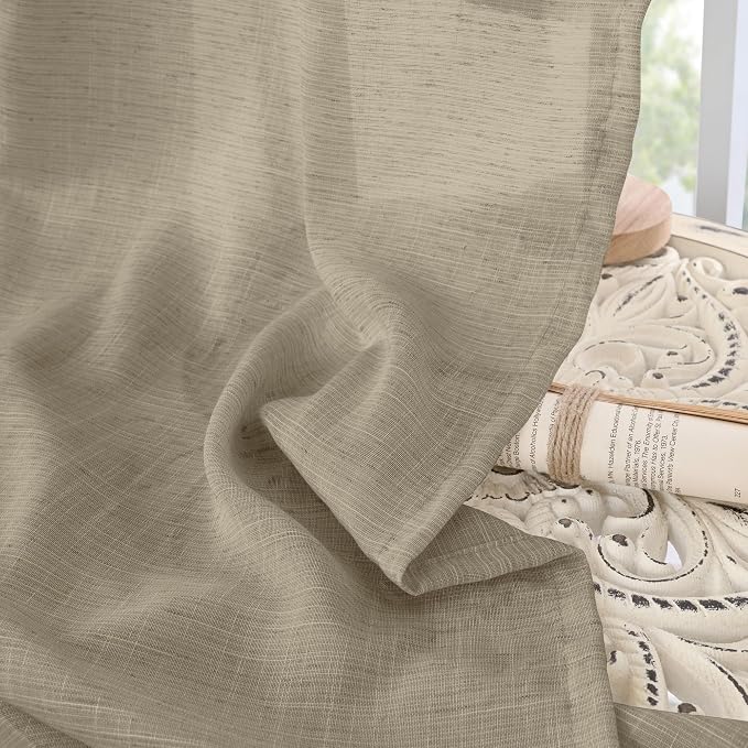 BGment 90 Inches Long Camel Linen Curtains - Image 7
