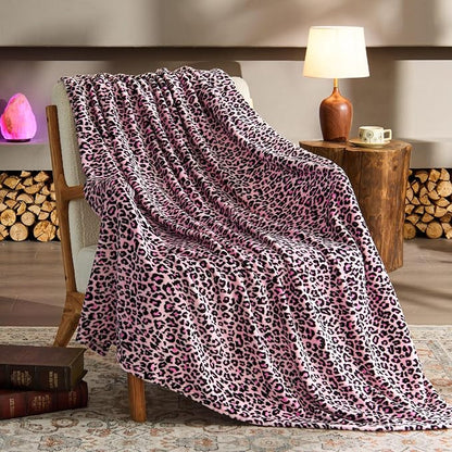 BEDELITE Fleece Blanket Soft Plush Twin Size Blanket Pink Leopard 60"x80" | - Image 2