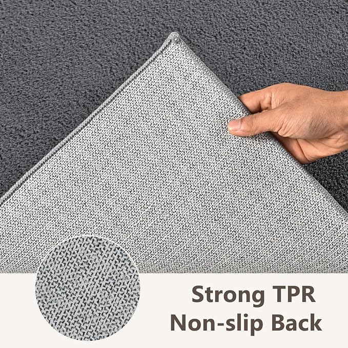 2x10 Dark Grey Solid Runner Rug Washable Non-Slip - Image 6