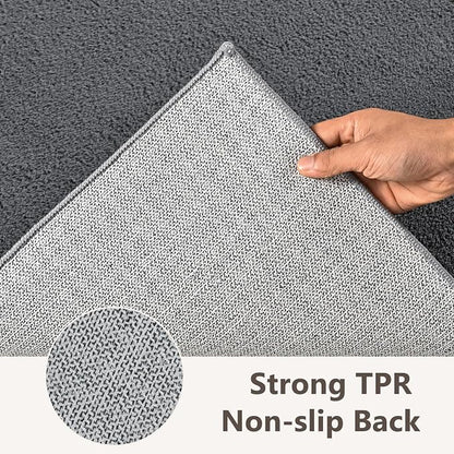 2x10 Dark Grey Solid Runner Rug Washable Non-Slip - Image 6