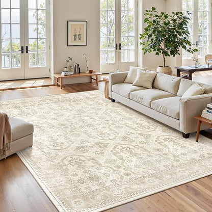 Soalmost 5x7 Area Rug Low Pile Washable Trendy Faded Style Rug, Foldable Stain - Image 2