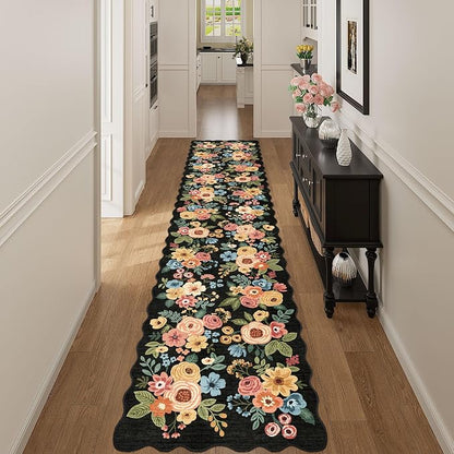 DUKINO 2x12 Washable Runner Rug, Floral Long Runner Rug - Image 9