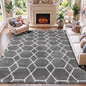 Area Rugs for Living Room, 5x8 Fluffy Grey and White Bedroom Geometric Rug | by ONASAR