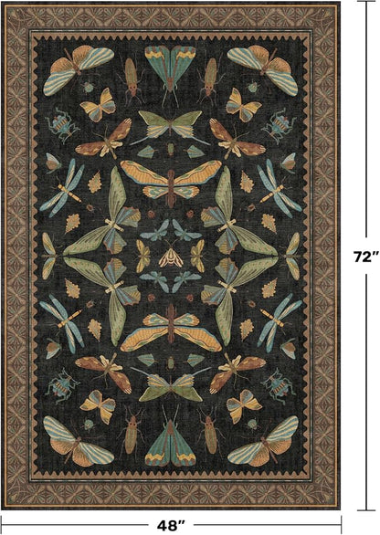 Insect Print Washable 4x6 Entryway Rug - Image 2