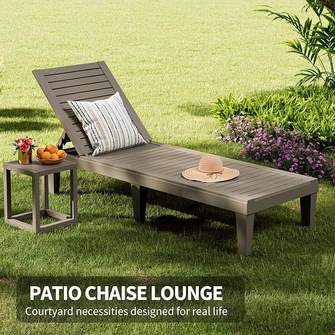 Outdoor Chaise Lounge Chairs Set of 4, 5-Position Adjustable Tanning Lounge - Image 5