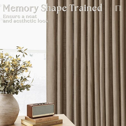 Latte Semi Sheer Pleated Linen Curtains - Image 3