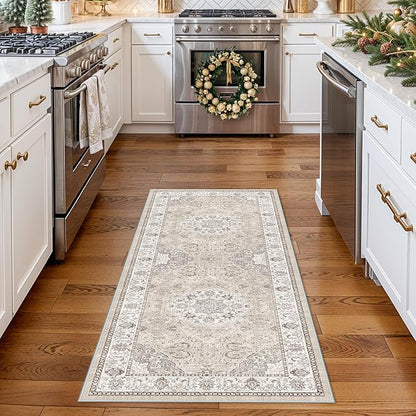 Washable 2x5 Hallway Runner Rug: Vintage Water Resistant Kitchen Entryway Rug - Image 2