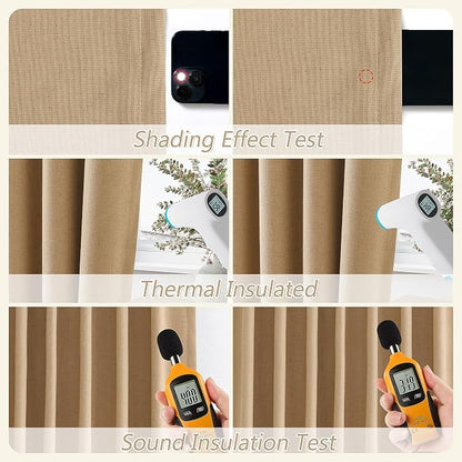 100% Blackout Linen Curtains 96 Inch Length 2 Panels Set - Image 5
