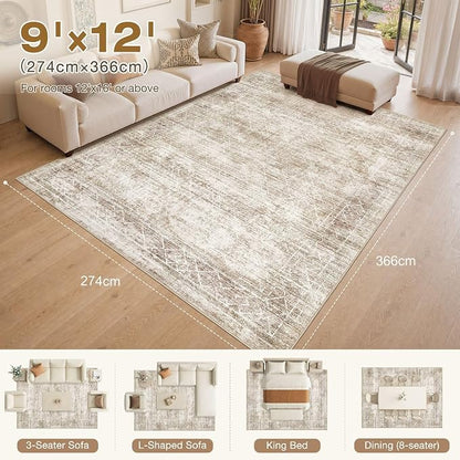 cotiled Boho 9x12 Area Rug for Living Room: Large Moroccan Washable Rug | Solve - Image 2