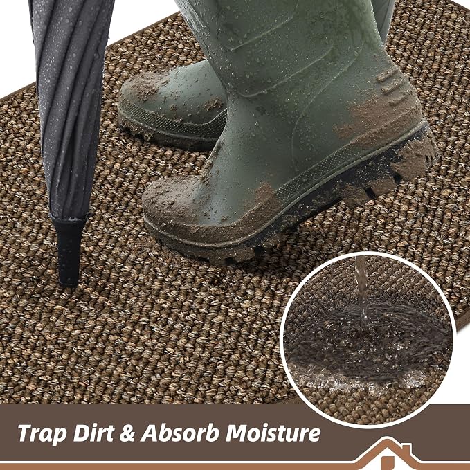 BEQHAUSE Dirt Trapper Door Mat 26" x 40" Half Circle Non Slip Rugs, Absorbent - Image 3