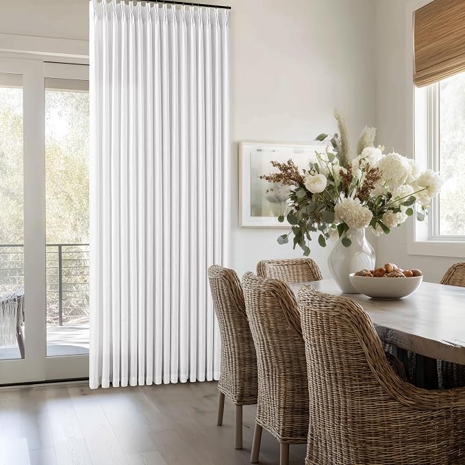 Memory Trained Pinch Pleat Semi Sheer Linen Snow White Curtains 100 Inches | - Image 6