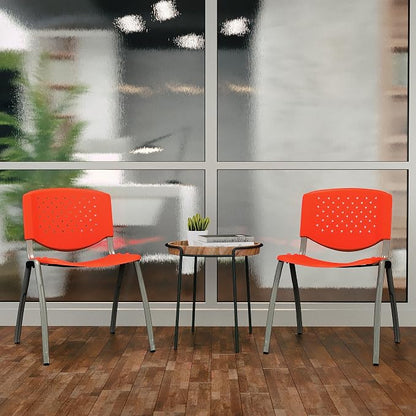 Flash Furniture HERCULES -5 Pack 880 lb. Capacity Orange Plastic Stack Chair | - Image 7