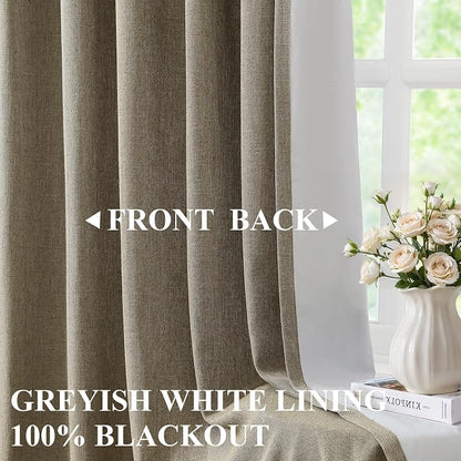 Vision Home Brown Pinch Pleated Full Blackout Curtains Linen Blended Room - Image 2