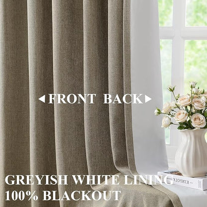 Vision Home Brown Pinch Pleated Full Blackout Curtains Linen Blended 60 inch - Image 2