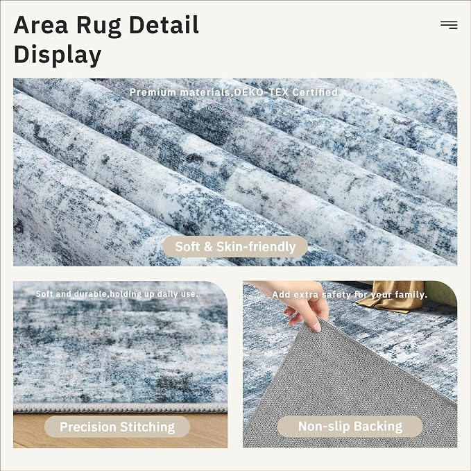 Soalmost Abstract Rug 5x8 Washable Area Rugs - Image 6