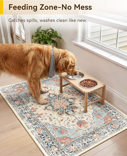 RELEANY Washable Area Rug, Small 2'x3', Water Repellent, Pet Friendly, Vintage - Image 2