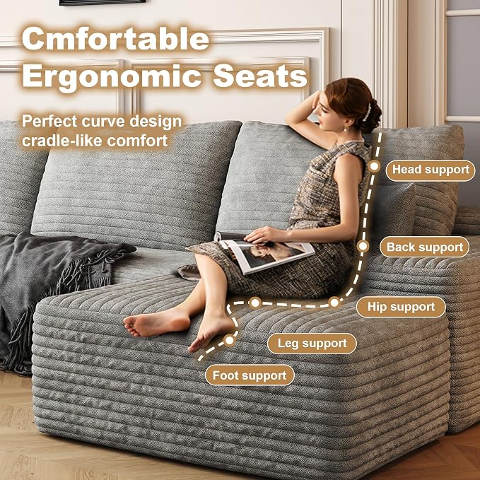 108" Sectional Couches for Living Room Cloud Couch Sofa - Image 5