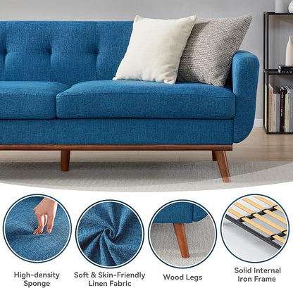 Kingfun 77.2" W Loveseat Sofa, Mid Century Modern Decor Love Seat Couches - Image 4