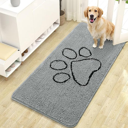 OLANLY Dog Door Mat for Muddy Paws 47x24, Paw Print Design Chenille Mud Mat | by OLANLY