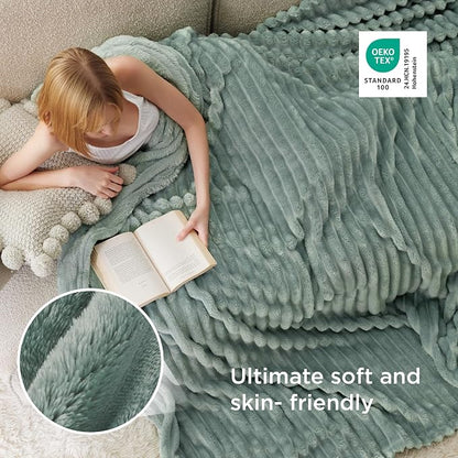 Bedsure Soft Cal Size Blanket for Bed Sage Green 102"x96" | Birthday Gifts for - Image 4