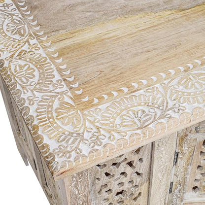 Hand-Carved Wooden Coffee Table – 36” x 18” Rectangular Mango Wood Center Table - Image 4