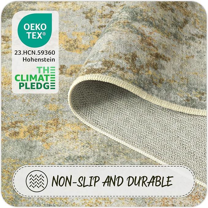 Green Rug Runners for Hallways Kitchen 2.6x8 Non Slip Washable Entryway Runner - Image 6