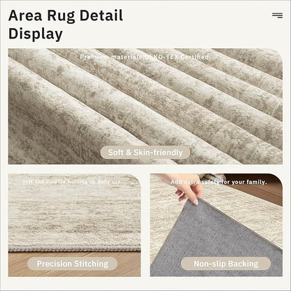Soalmost Runner Rug 2x8 Washable Non-Slip Hallway Kitchen Runners Beige | Stain - Image 6