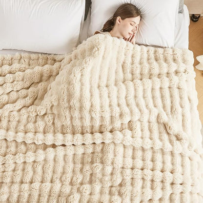 60x80 Inches Ultra-Soft Fuzzy Faux Fur Plush Twin Size Blanket - Image 2