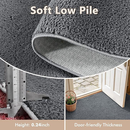 2x6 Dark Grey Solid Runner Rug Washable Non-Slip - Image 4