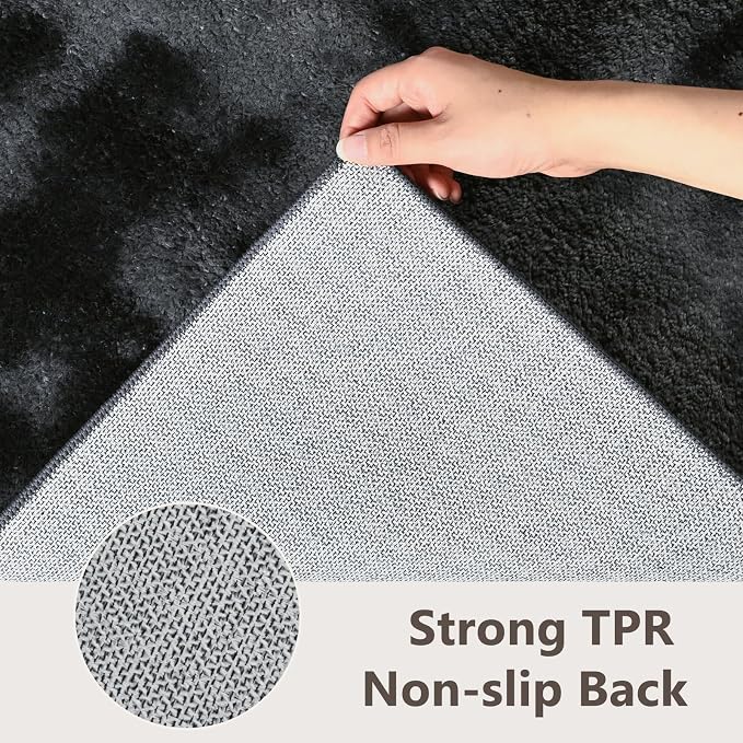 2x3 Tie-dye Dark Grey Area Rug Washable Non-Slip - Image 6