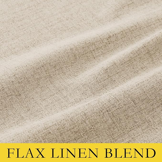 NICETOWN 100% Blackout Beige Linen Curtains 90" Length - Image 6