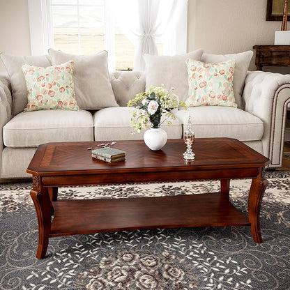 Traditional Distressed Farmhouse Style Coffee Table Set, 2-Piece Solid Wood - Image 7