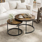 Smuxee Rustic Nesting Coffee Table Set of 2, 27.6" Round Coffee Table Wooden by Smuxee
