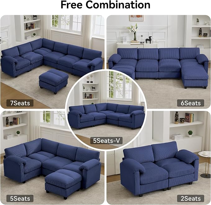 87'' V-Shaped Sectional Sofa Couch, 5-Seater Modular Couches - Image 7