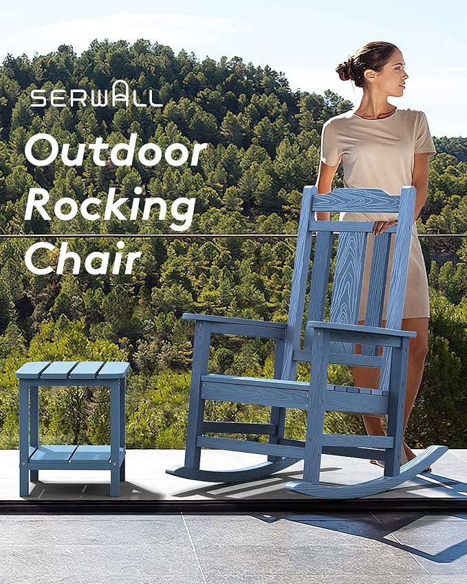 SERWALL Oversized Outdoor Rocking Chair Set of 2, All Weather Patio Rocking - Image 7