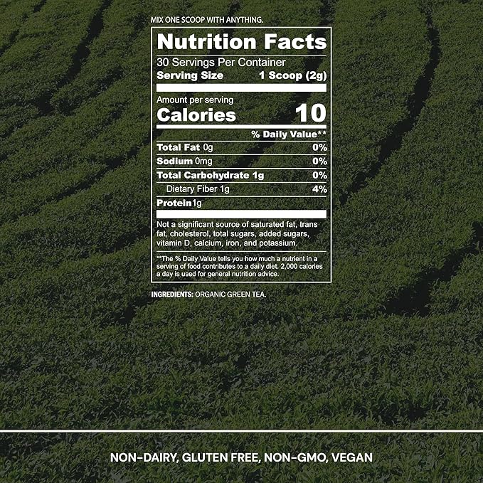 Blueprint Bryan Johnson Matcha Powder – Ceremonial Grade Japanese Matcha – Green Tea for Energy & Focus – Natural Caffeine, Antioxidant-Rich – 30mg L-Theanine- 30 Servings