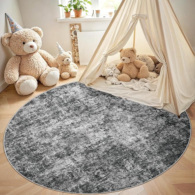 Aelenmu Round Rug 5ft Washable Rug - Image 4