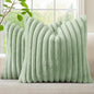 decorUhome Fall Faux Fur Throw Pillow Covers 20x20 Set of 2 Sage Green | by decorUhome